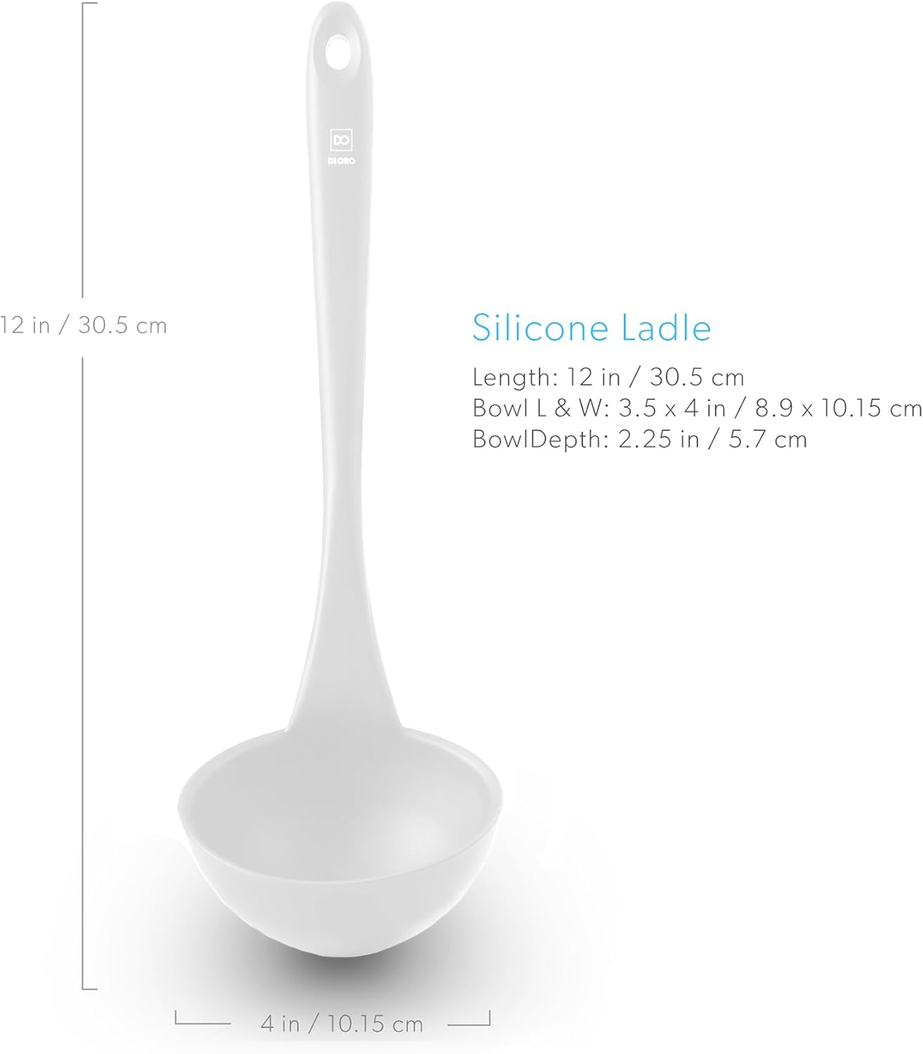 DI ORO Silicone Ladle – Soup Ladle for Cooking & Serving Heat-Resistant - Large Kitchen Soup Ladle Nonstick Cookware Safe - Soup Serving Spoon with Wide Bowl - Silicone Utensil Dishwasher Safe (Stone)