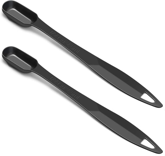 2 Pcs 1/2 Teaspoon(2.5 mL | 1/2 Tsp | 1/6 Tbsp | 2.5 cc | 1/16 oz) Stainless Steel Single Measuring Spoon, Long Handle Metal Measuring Spoon, Kitchen Gadgets for Cooking & Baking(Black)