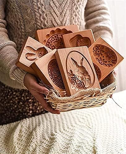 Wooden Cookie Molds, Wooden Cookie Biscuit Mold Baking Cookie Mold Wooden Carved Mold Cookie Cutter Embossing Mold, DIY Shapes Cookie Stamp,Gingerbread Mold(Santa Claus)