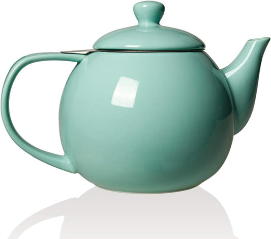 Sweejar Porcelain Teapot with Removable Stainless Steel Infuser,Microwave & Dishwasher Safe Tea Pots for Loose Tea,Tea Infuser Pots for Chrismas Women Gift (30oz Turquoise)