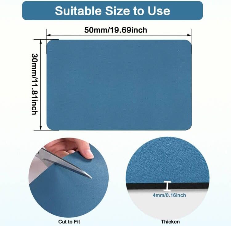 Coffee Mat 12''x19'', Dish Drying Mats for Kitchen Counter Absorbent Hide Stain Bar Mat Coffee Bar Accessories Anti Spill Mat Rubber Backed Fit Under Coffee Maker Espresso Machine Dish Rack (Blue)