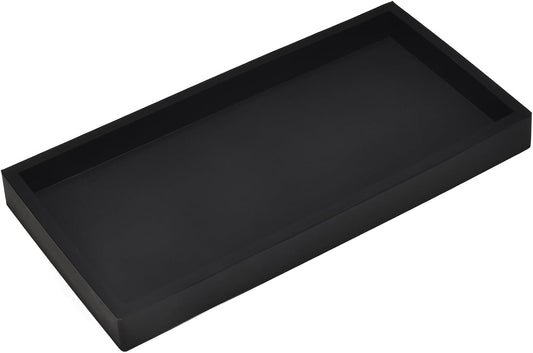 DNC 7.9" Small Silicone Bathroom Counter Tray, Vanity Tray, Kitchen Sink Soap Tray for Dish Holder Dispenser Countertop Toilet Tank Desk Organizer Black
