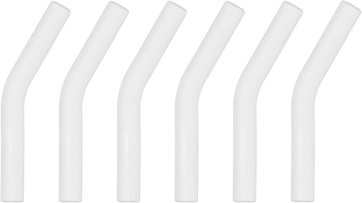 uxcell 6Pcs Silicone Straw Tips, Silicone Straw Elbows Tip, Soft Reusable Metal Straw Covers Fit for 8mm/0.31" OD Stainless Steel Straws, White
