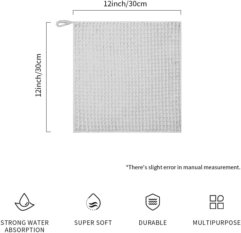 watchget Barista Micro Cloth 6 Pack, Microfiber Barista Cleaning Towels Microfiber Waffle Weave Kitchen Dish Cloth Coffee Bar Towel Coffee Machine Cleaning Cloth, Light Grey(12"x12")