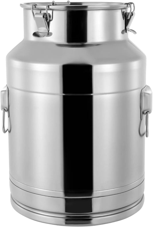 Thickened Stainless Steel Milk Can Large Liquid Container Storage,Stainless Steel Milk Bucket With Sealing Lid and Carry Handle,for Wine, Oil Storage Transport (28L/7.4 Gal)