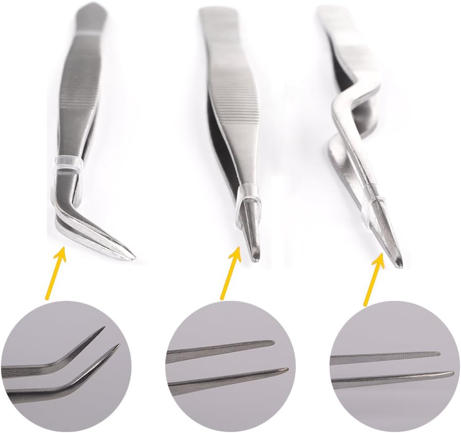 Kitchen Cooking Tweezers Culinary,3 Piece Set Stainless Steel Tweezer Precision Tongs Offset Tip for Cooking Food Design styling(6.3-Inch)