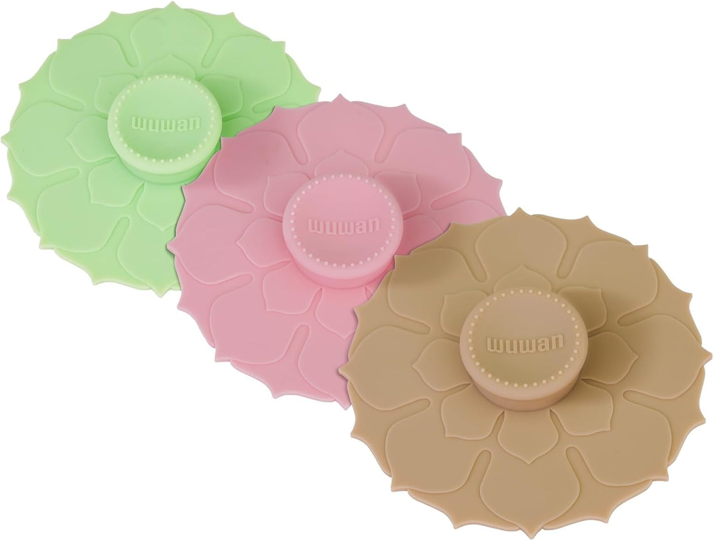 Silicone Cup Covers 4.1 Inch Reusable Silicone Mug and Cup Lids Suction Seal Lid Caps to Keep Drink Warm or Cold for Steeping Coffee Tea And Drink Cover (wuwan flower 3pcs, 3)