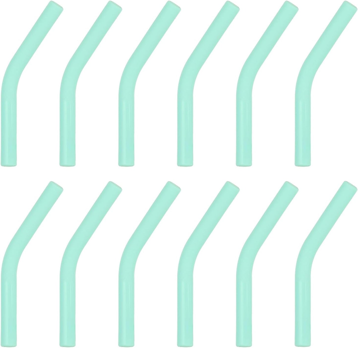 uxcell 12Pcs Silicone Straw Tips, Silicone Straw Elbows Tip, Soft Reusable Metal Straw Covers Fit for 6mm/0.24" OD Stainless Steel Straws, Mint Green