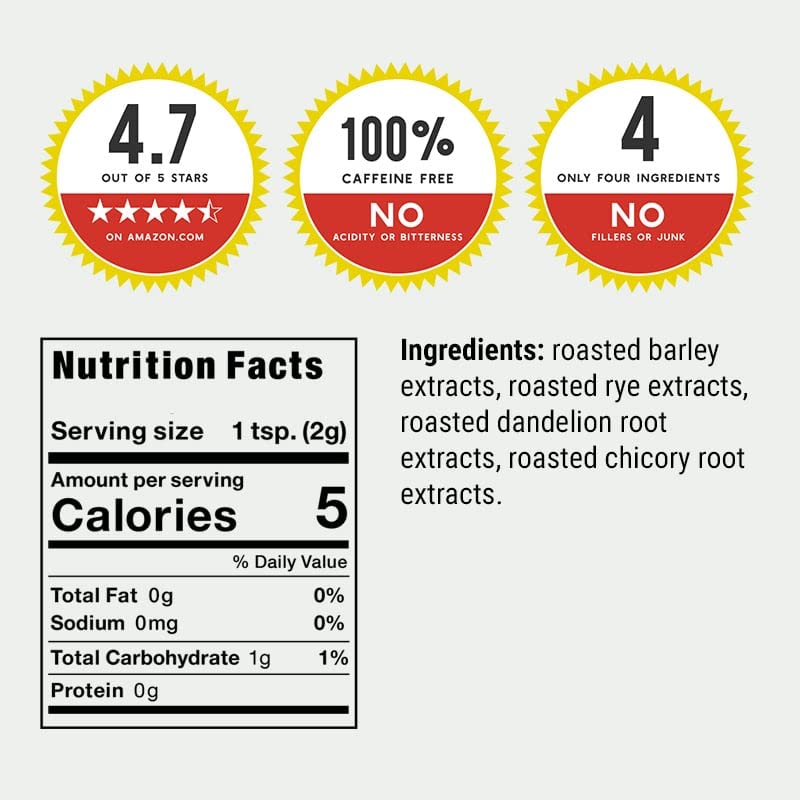 100 Cup Bag of Original Dandy Blend Instant Herbal Beverage with Dandelion, 7.05 oz. (200g) Bag