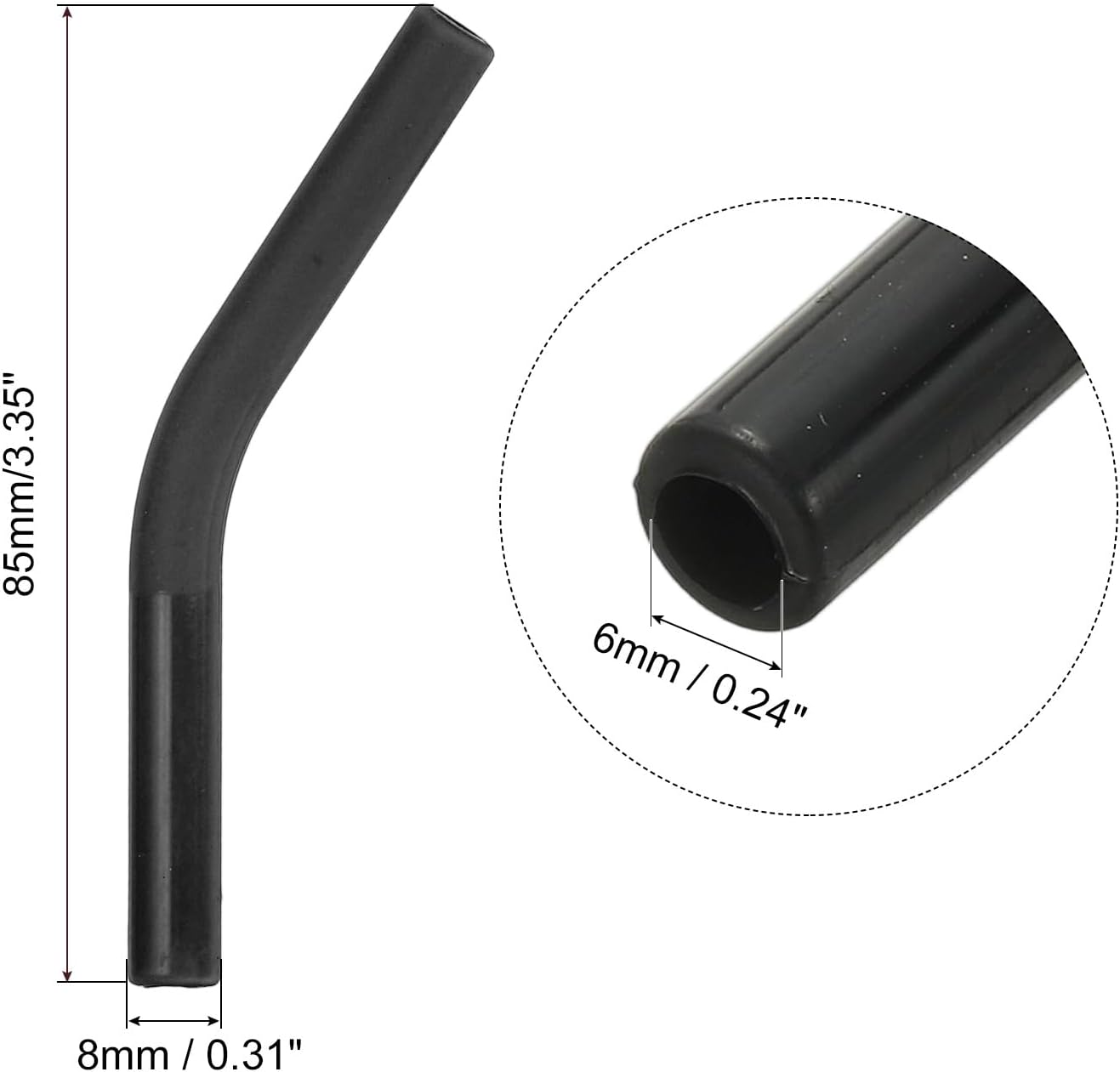 uxcell 4Pcs Silicone Straw Tips, Silicone Straw Elbows Tip, Soft Reusable Metal Straw Covers Fit for 6mm/0.24" OD Stainless Steel Straws, Black