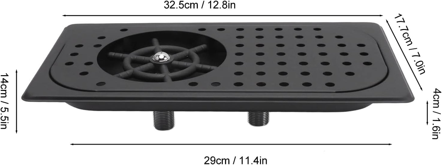 Pitcher Rinser, Stainless Steel Countertop Cup Washer Spray Rinser, Glass Rinser with Multi Angle Outlet Water, Drain and Drip Tray, Hose, for Home Kitchen Hotel Cafe (2)