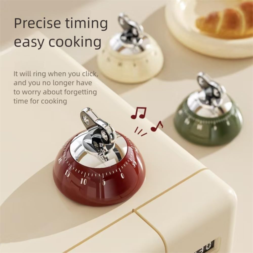Kitchen Timers for Cooking, 100% Mechanical Cooking Timer，No Batteries Required，Magnetic Back. (Cream)