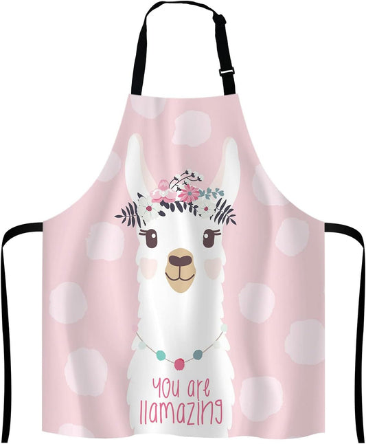 Llama with fun quote You are llamazing Bib Apron with Adjustable Neck for Men Women,Suitable for Home Kitchen Cooking Waitress Chef Grill Bistro Baking Apron