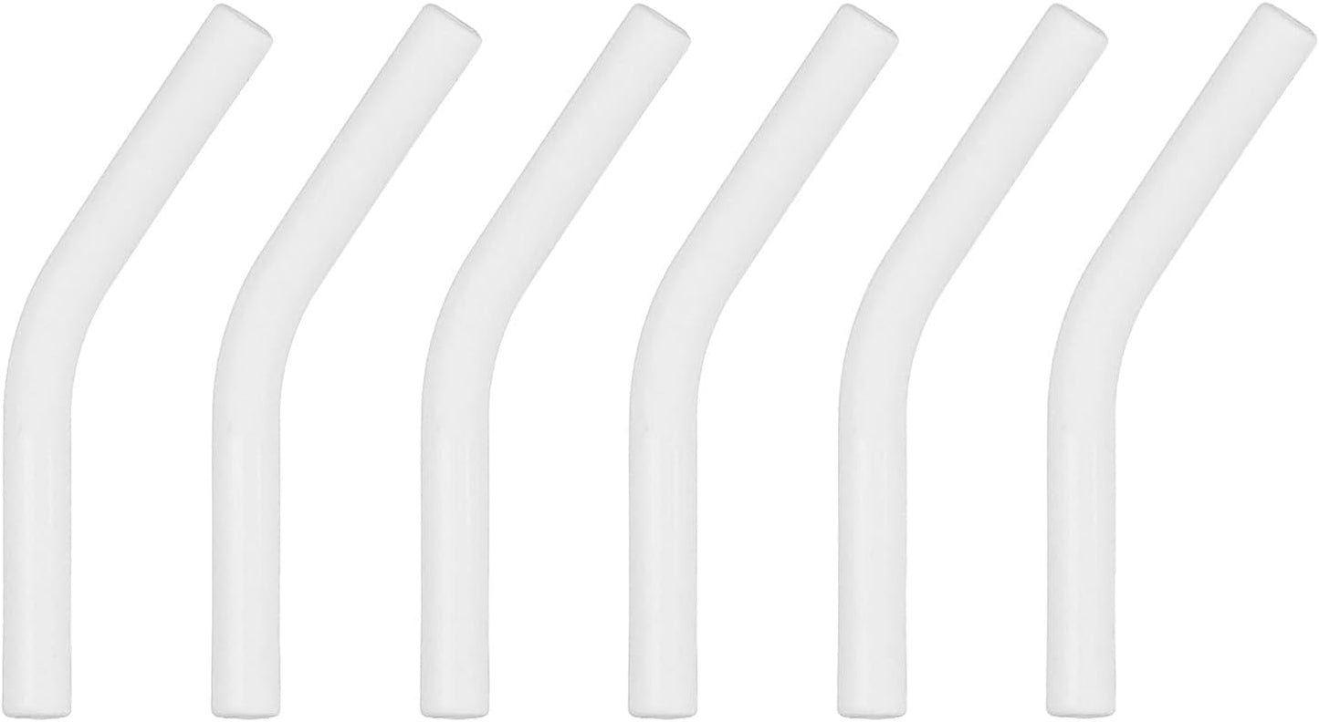 uxcell 6Pcs Silicone Straw Tips, Silicone Straw Elbows Tip, Soft Reusable Metal Straw Covers Fit for 6mm/0.24" OD Stainless Steel Straws, White