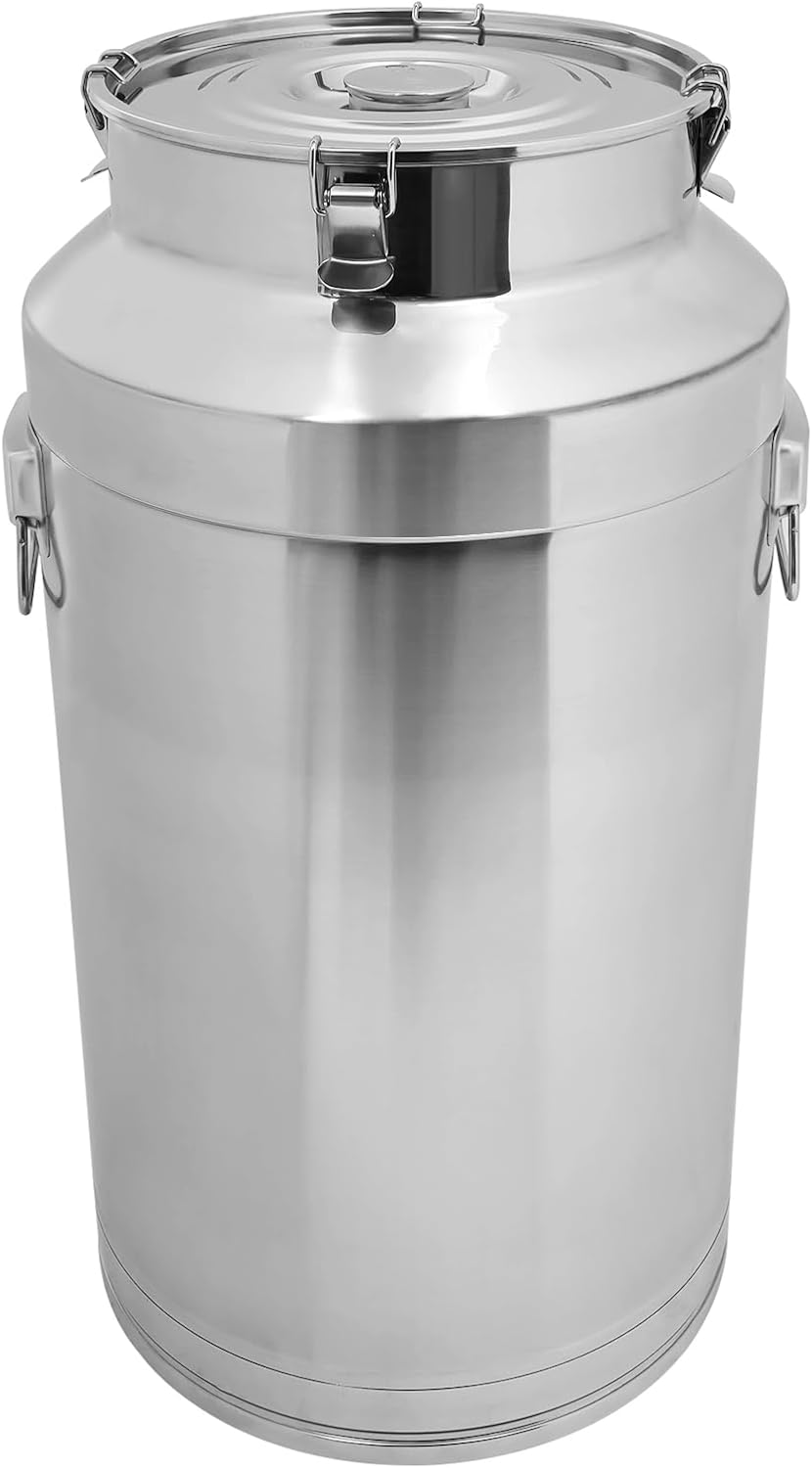 Stainless Steel Milk Bucket with Sealing Lid and Carry Handle,Thickened Stainless Steel Milk Can Large Liquid Container Storage Hold Solids Such as Rice, Beans, and Grains (88L/23.3Gal)
