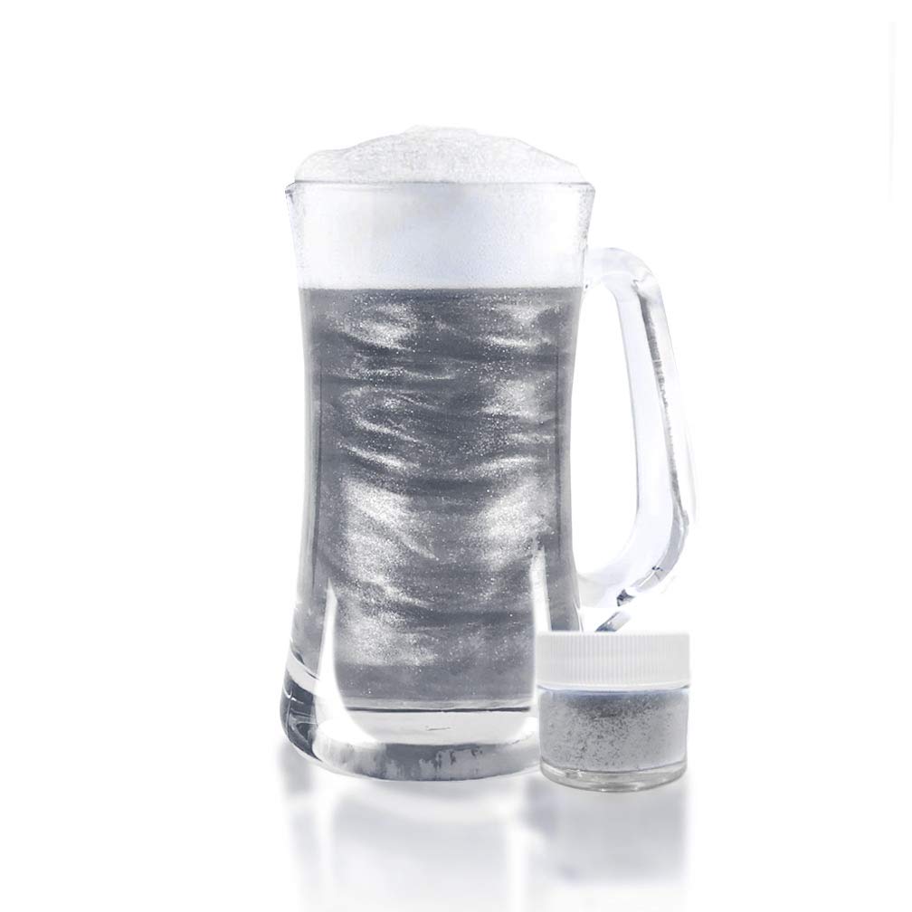 Silver BREW GLITTER Edible Glitter for Drinks, Cocktails, Beer, Garnish Glitter & Beverages | KOSHER & HALAL Certified | 100% Edible & Food Grade | Vegan, Gluten, Nut Free (45g Shaker, Silver)
