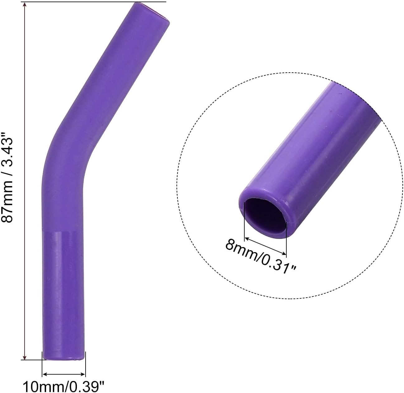 uxcell 4Pcs Silicone Straw Tips, Silicone Straw Elbows Tip, Soft Reusable Metal Straw Covers Fit for 8mm/0.31" OD Stainless Steel Straws, Purple