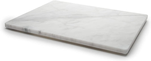 KC KULLICRAFT 8×12 White Marble Cheese & Charcuterie Serving Board – Natural Marble Cutting Board & Pastry Slab with Non‑Slip Feet – Premium Stone Kitchen Tray Gift.