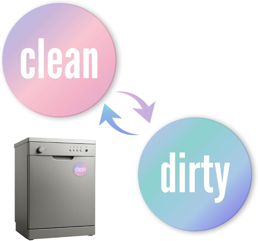 Dirty Clean Dishwasher Magnet - Essential Home Kitchen Gadget with Bold Visibility - Water Resistant & Universal Dishwasher Magnet Clean Dirty Sign for All Dish Washers