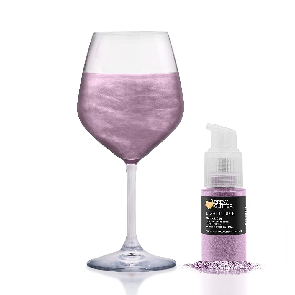 Light Purple BREW GLITTER Edible Glitter For Drinks, Cocktails, Beer, Garnish Glitter & Beverages | KOSHER & HALAL Certified | 100% Edible & Food Grade | Vegan, Gluten, Nut Free (25g Spray Pump, Light Purple)