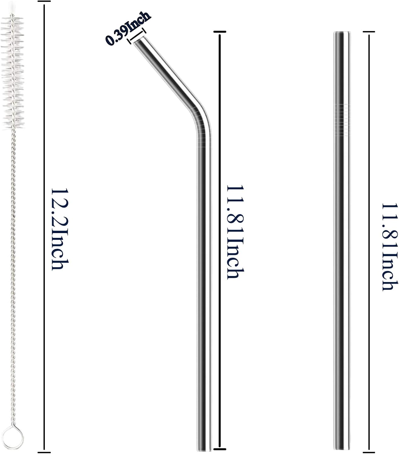 6 Pack Stainless Steel Straw Replacement 40 oz and 30ozfor Stanley Tumbler，6 Straight Reusable Straws with 2 Cleaning Brush Compatible with Stanley 40oz Stanley Cup Tumbler