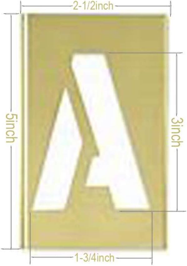 Deezio Brass Letter and Number Stencils - 3 Inch Interlocking Alphabet Set - 46 Pieces