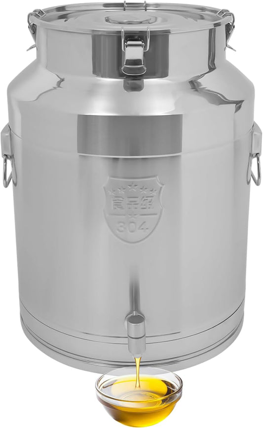 Thickened Stainless Steel Milk Can Large Liquid Container Storage,Stainless Steel Milk Bucket With Faucet, Sealing Lid and Carry Handle,for Wine, Oil Storage Transport (64L/16.90Gal)