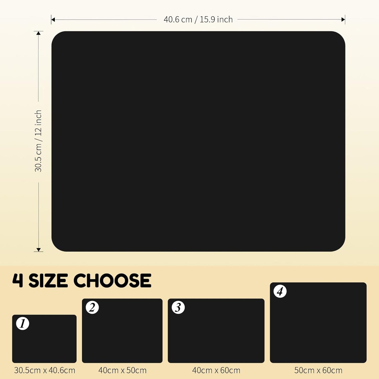 Coffee Mat Hide Stain Rubber (Black, 30cm×40cm), Coffee Bar Accessories Fit Under Espresso Machine CoffeeMaker Coffeepot, Backed Absorbent Dish Drying Mat for Kitchen Counter (Black, 12"x16")