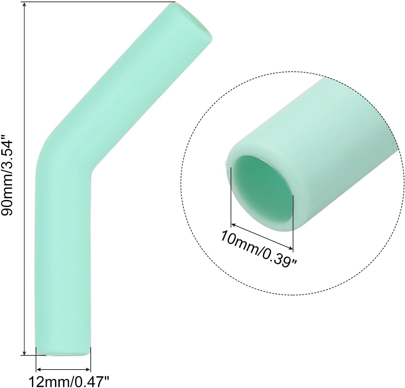 uxcell 4Pcs Silicone Straw Tips, Silicone Straw Elbows Tip, Soft Reusable Metal Straw Covers Fit for 10mm/0.39" OD Stainless Steel Straws, Mint Green