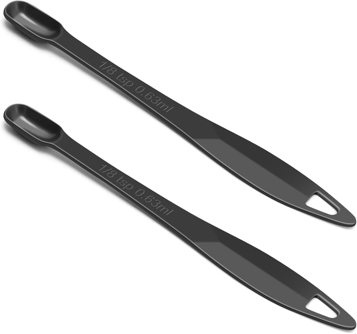 2 Pcs 1/8 Teaspoon (0.63 mL | 1/8 Tsp | 0.63 cc | 1/64 oz) Stainless Steel Single Measuring Spoon, Long Handle Metal Measuring Spoon, Kitchen Gadgets for Cooking & Baking(Black)