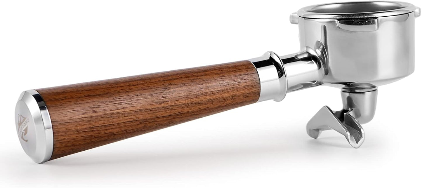 54mm Espresso Double Spouts Portafilter with 3 Ear | Fits 54mm Breville/Sage Barista Espresso Machine | Stainless Steel Basket and Walnut Handle | Espresso Accessories