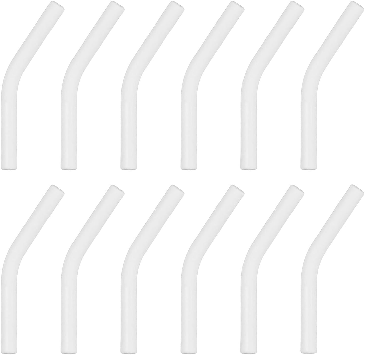 uxcell 12Pcs Silicone Straw Tips, Silicone Straw Elbows Tip, Soft Reusable Metal Straw Covers Fit for 6mm/0.24" OD Stainless Steel Straws, White