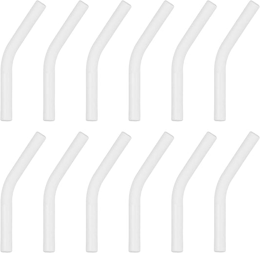 uxcell 12Pcs Silicone Straw Tips, Silicone Straw Elbows Tip, Soft Reusable Metal Straw Covers Fit for 6mm/0.24" OD Stainless Steel Straws, White