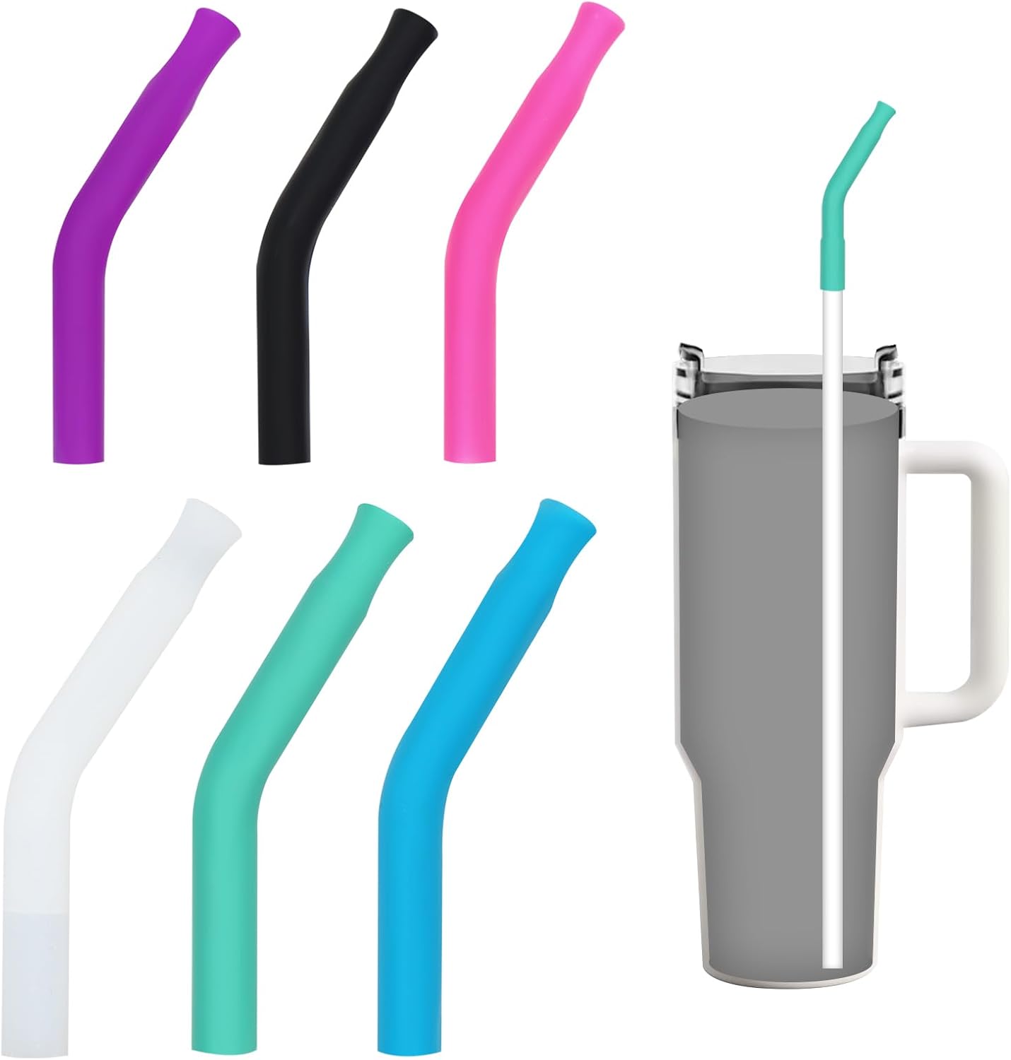 KEIFIN 6 Pcs Silicone Straw Tips 6mm 8mm Set Reusable Food Grade Rubber Straw Tips for Metal Glass Straws Replaceable Elbow Covers Fit for 6/8 mm Outer Diameter Straws