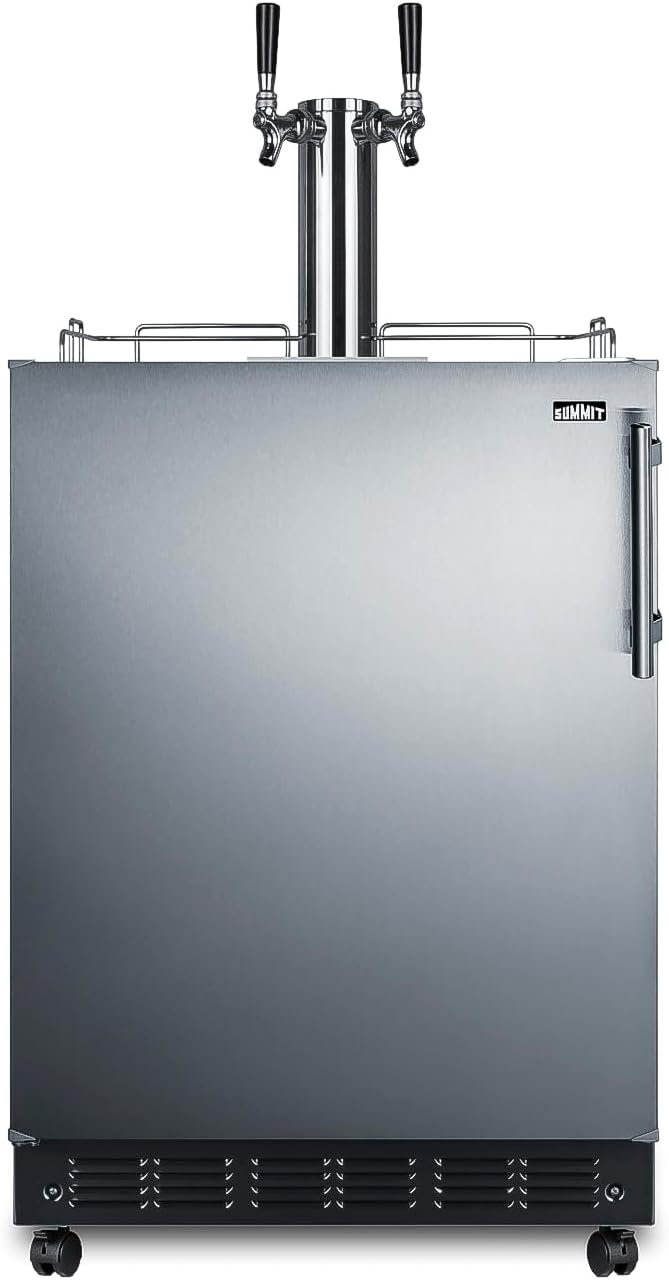 Summit Appliance 24" Wide Wine Kegerator/Refrigerator Combo, Black Interior, Caster Wheels, Residential/Commercial Use (LHD, Wine)