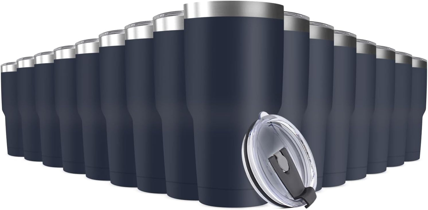 30oz Stainless Steel Travel Mug with Lid, 16 Pack Double Wall Vacuum Insulated Bulk Tumbler, Powder Coated Coffee Cup Suitable for Vehicle Cup Holders