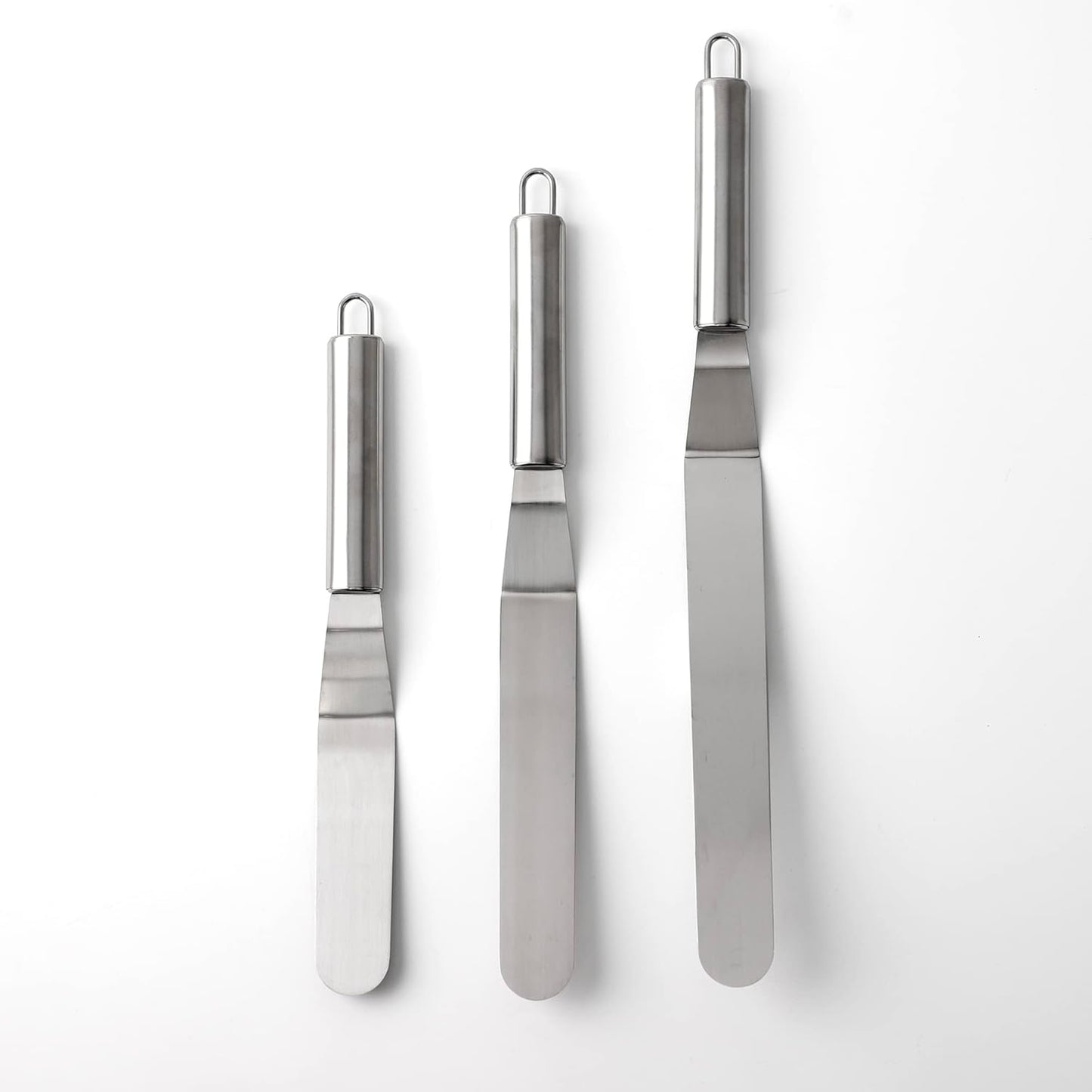 Cake Spatula Set – 6", 8", 10" Stainless Steel Offset & Straight Icing Spatulas for Cake Decorating and Frosting (Curved)