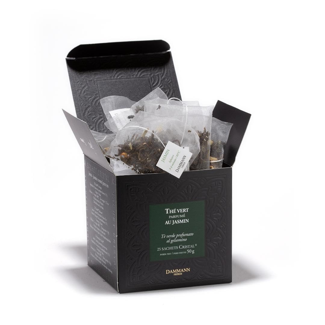 Dammann Freres Sachets, Vert Au Jasmin Tea Bags, Premium Gourmet French Jasmine Green Tea, 25 Count (Single Pack)