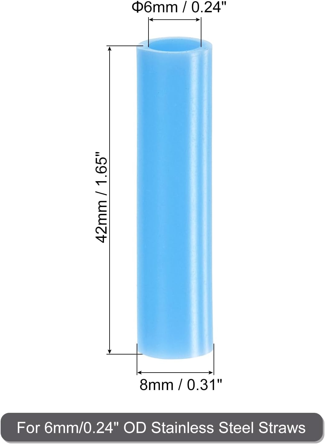 uxcell 20Pcs Silicone Straw Tips, Metal Straw Covers, Soft Reusable Straws Tips Fit for 6mm/0.24" OD Stainless Steel Straws (Sky Blue)