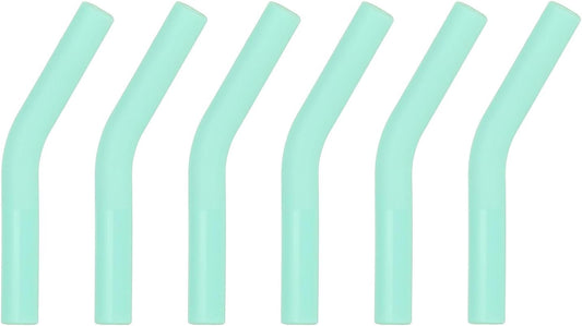 uxcell 6Pcs Silicone Straw Tips, Silicone Straw Elbows Tip, Soft Reusable Metal Straw Covers Fit for 8mm/0.31" OD Stainless Steel Straws, Mint Green