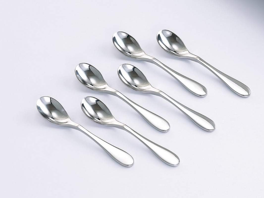 Knork Stainless Steel Demitasse Spoon (Set of 6), Shiny Gloss Silver, Tiny Coffee-Appetizer Specialty Spoons