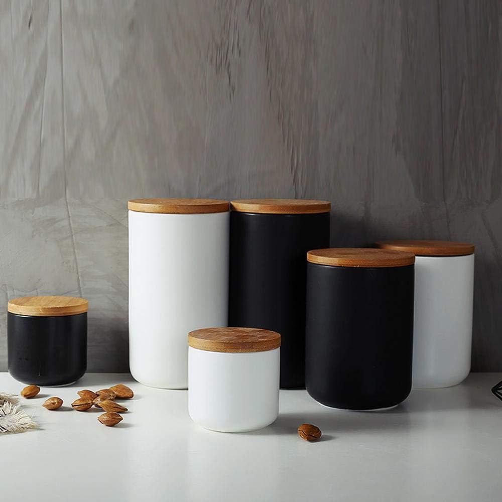 YYW Ceramic Food Storage Jar Containers Kitchen Canisters with Airtight Seal Lid for Coffee Beans Sugar Spices (Small Black)