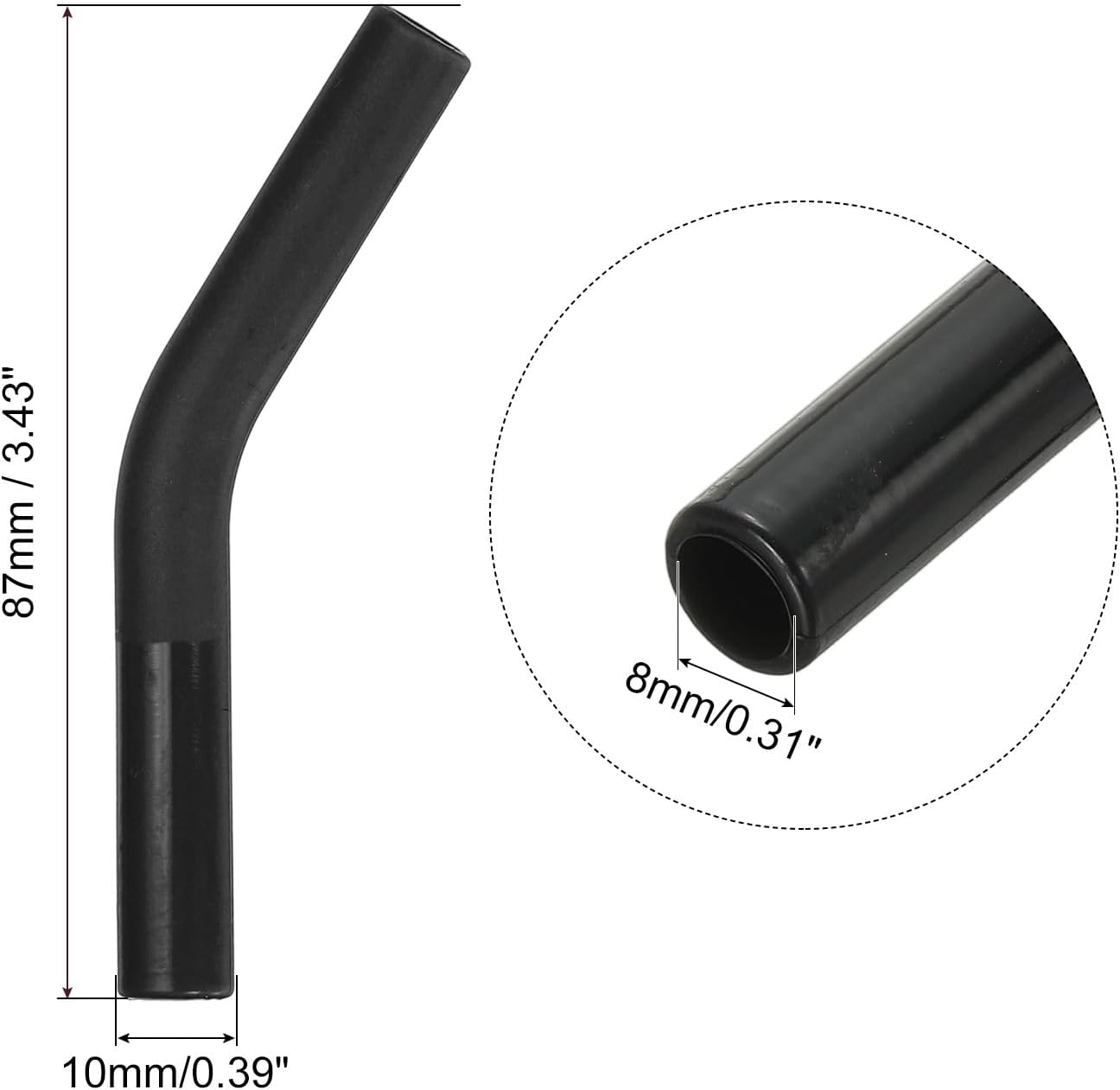 uxcell 6Pcs Silicone Straw Tips, Silicone Straw Elbows Tip, Soft Reusable Metal Straw Covers Fit for 8mm/0.31" OD Stainless Steel Straws, Black