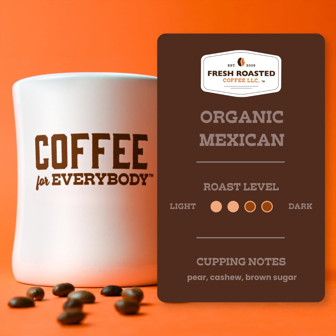 Fresh Roasted Coffee, Organic Mexican | Mold & Myco 3rd Party Tested, USDA Organic, Kosher | Medium Roast 12 oz Ground