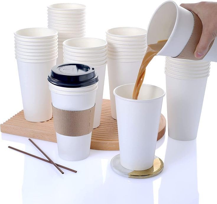 Paper Cups 8 oz 200 Pack for Coffee & Tea 8 oz Made in USA | Bulk 200 Count for Home, Office, Restaurants & Parties | Recyclable Disposable 8 Ounce To-Go Cups for Hot Drinks