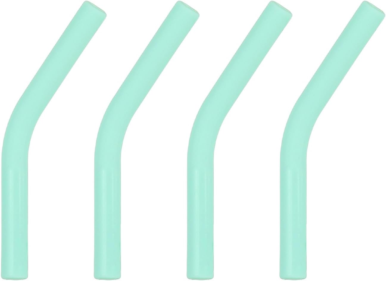 uxcell 4Pcs Silicone Straw Tips, Silicone Straw Elbows Tip, Soft Reusable Metal Straw Covers Fit for 6mm/0.24" OD Stainless Steel Straws, Mint Green