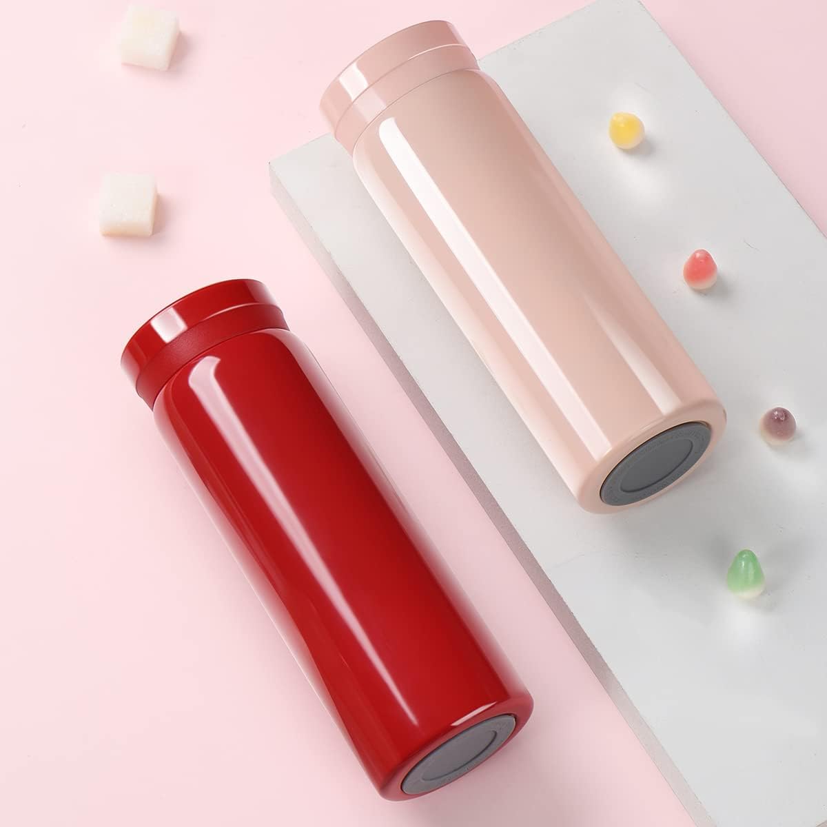 10oz Mini Water Bottle Stainless Steel Thermos Small Flask - Insulated Vacuum, Leak Proof, Keeps Drinks Hot/Cold - Ideal for Coffee, Tea, Water - Red