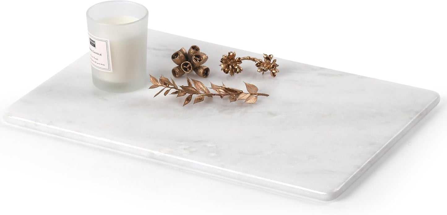 Koville African Natural Marble Cutting Board for Kitchen Pastry Bread, 12" x 8" Genuine Marble Cheese Board Stone Tray for Counter, Bathroom Perfume Tray Jewelry Candle Plate (Namib Fantasy)