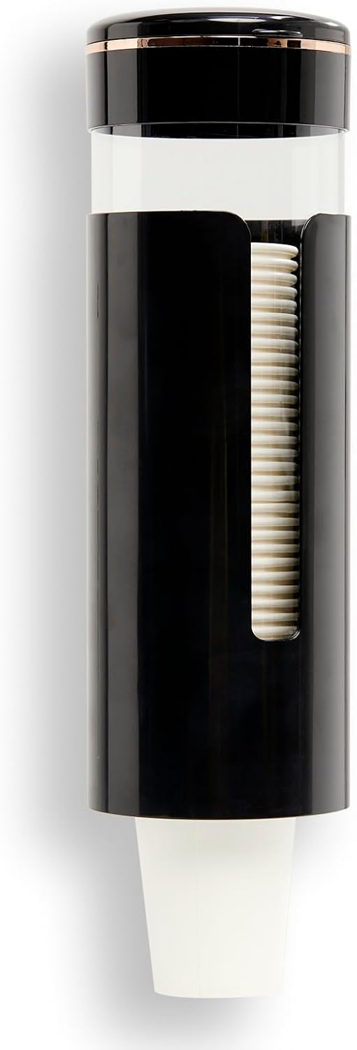 Seveny Bathroom Cup Dispenser, Wall Mount 4-7 oz Disposable Mouthwash Paper Cups, Pull-Type Cup Holder for Guest Toiletries, Dining Room, Kitchen, Coffee Stations, BPA Free, Black