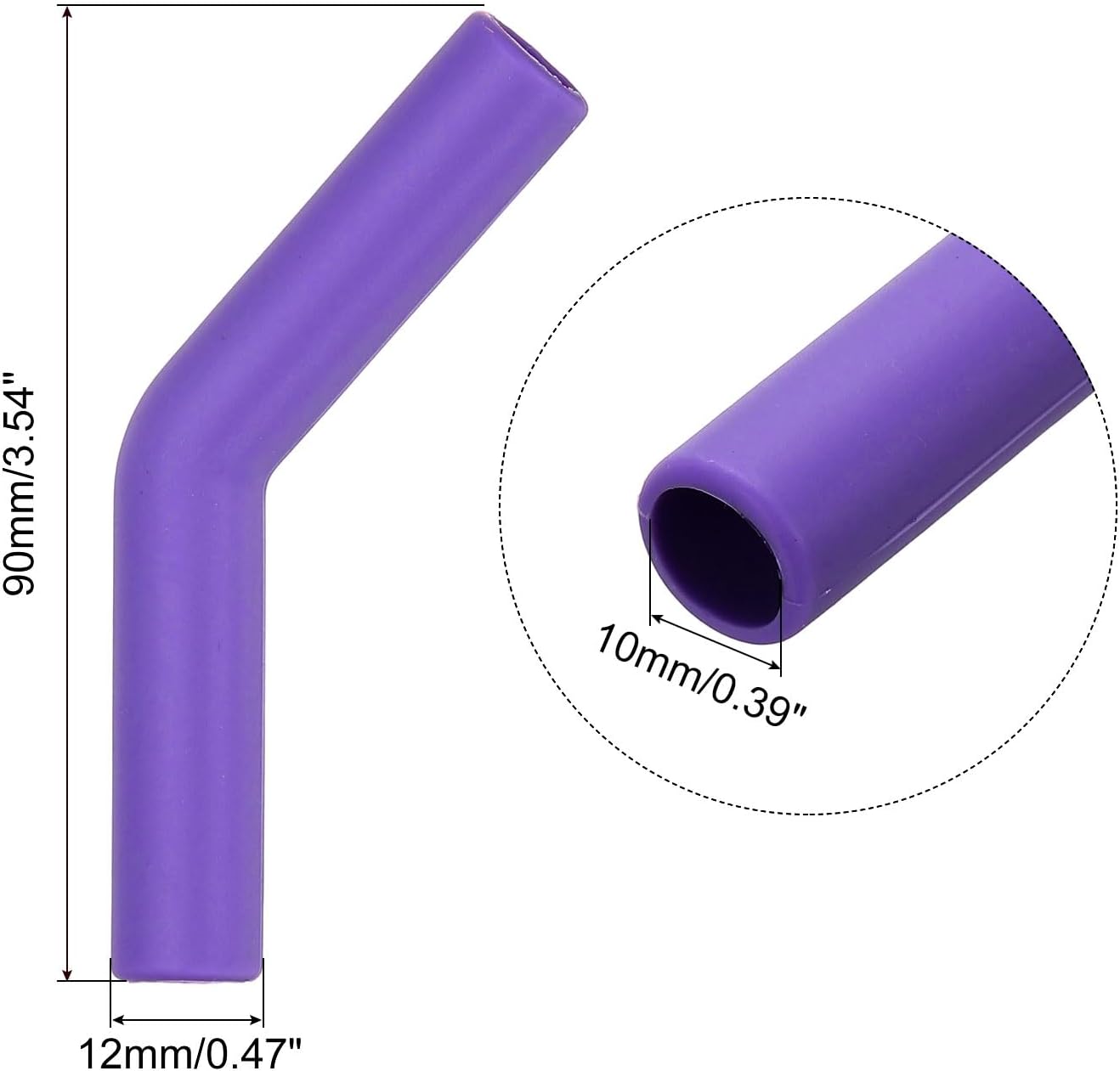 uxcell 12Pcs Silicone Straw Tips, Silicone Straw Elbows Tip, Soft Reusable Metal Straw Covers Fit for 10mm/0.39" OD Stainless Steel Straws, Purple